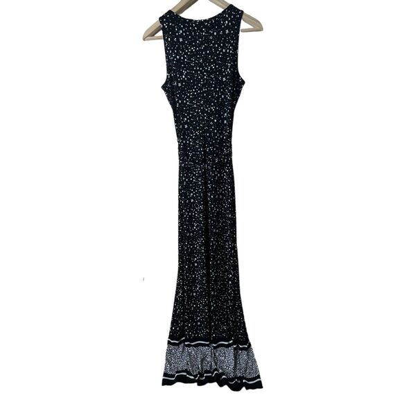 Michael Kors Nora Print Border Maxi Dress Sz XS Floral Wrap Tie Sleeveless - Picture 2 of 14